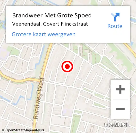 Locatie op kaart van de 112 melding: Brandweer Met Grote Spoed Naar Veenendaal, Govert Flinckstraat op 29 maart 2022 14:42