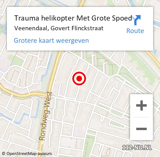 Locatie op kaart van de 112 melding: Trauma helikopter Met Grote Spoed Naar Veenendaal, Govert Flinckstraat op 29 maart 2022 14:43