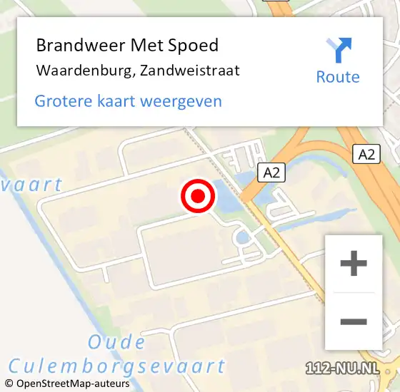 Locatie op kaart van de 112 melding: Brandweer Met Spoed Naar Waardenburg, Zandweistraat op 29 maart 2022 15:07