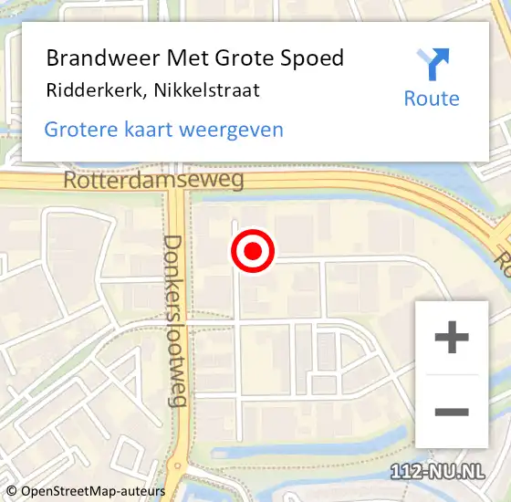 Locatie op kaart van de 112 melding: Brandweer Met Grote Spoed Naar Ridderkerk, Nikkelstraat op 29 maart 2022 15:09