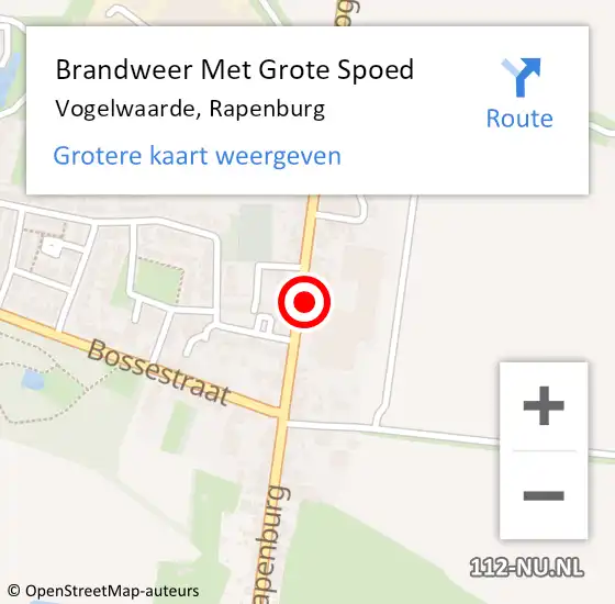 Locatie op kaart van de 112 melding: Brandweer Met Grote Spoed Naar Vogelwaarde, Rapenburg op 29 maart 2022 15:22