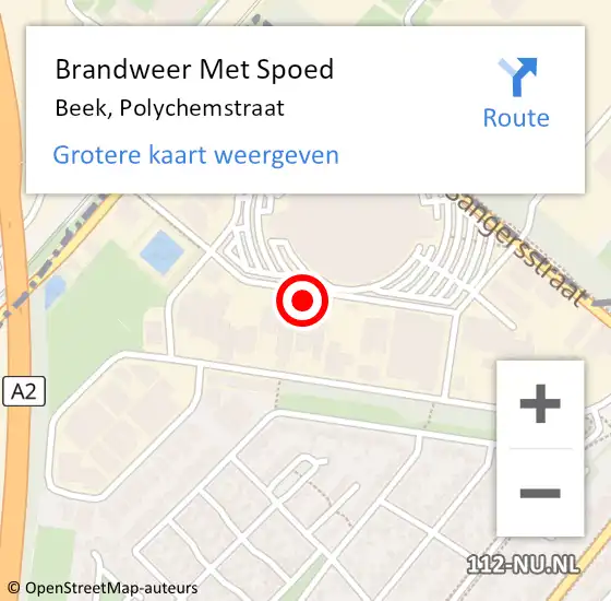 Locatie op kaart van de 112 melding: Brandweer Met Spoed Naar Beek, Polychemstraat op 29 maart 2022 15:23