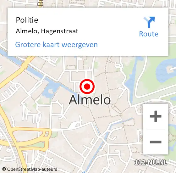 Locatie op kaart van de 112 melding: Politie Almelo, Hagenstraat op 29 maart 2022 15:45