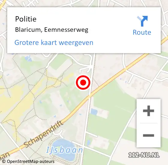 Locatie op kaart van de 112 melding: Politie Blaricum, Eemnesserweg op 29 maart 2022 15:46