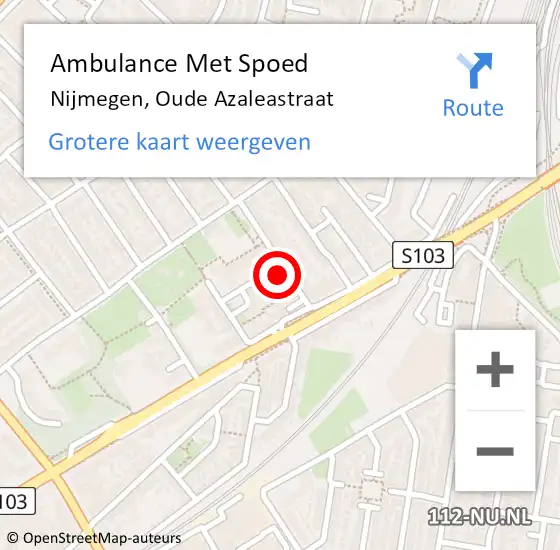 Locatie op kaart van de 112 melding: Ambulance Met Spoed Naar Nijmegen, Oude Azaleastraat op 29 maart 2022 16:20