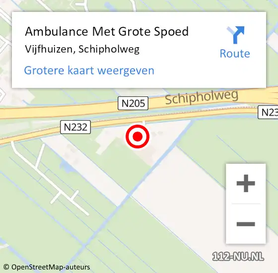 Locatie op kaart van de 112 melding: Ambulance Met Grote Spoed Naar Vijfhuizen, Schipholweg op 29 maart 2022 16:26