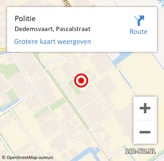 Locatie op kaart van de 112 melding: Politie Dedemsvaart, Pascalstraat op 29 maart 2022 16:35