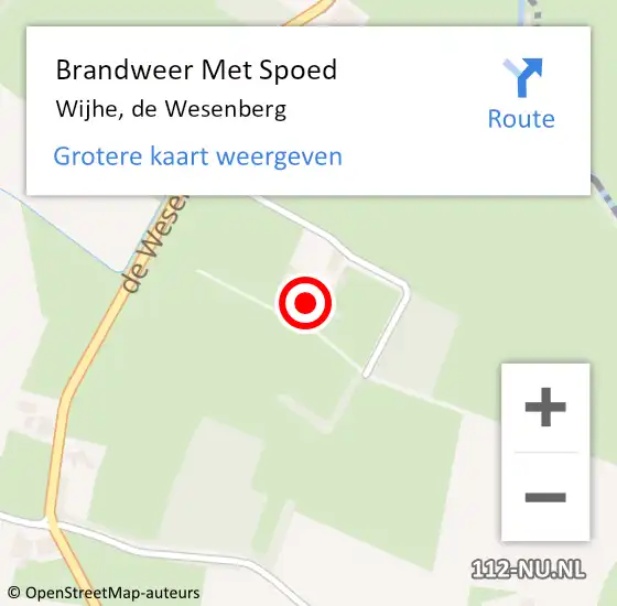 Locatie op kaart van de 112 melding: Brandweer Met Spoed Naar Wijhe, de Wesenberg op 29 maart 2022 16:39