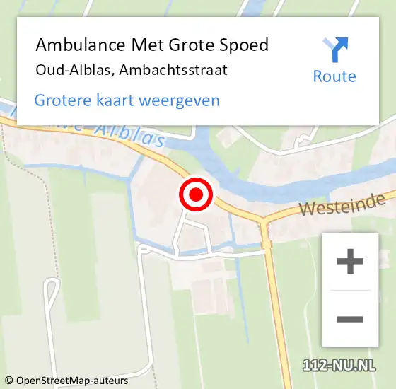 Locatie op kaart van de 112 melding: Ambulance Met Grote Spoed Naar Oud-Alblas, Ambachtsstraat op 29 maart 2022 16:52