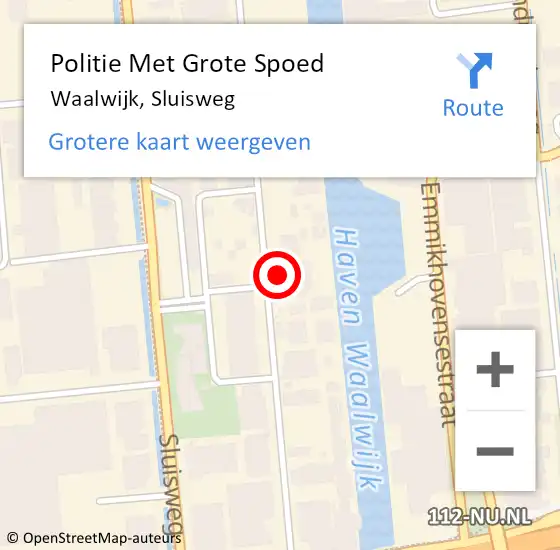 Locatie op kaart van de 112 melding: Politie Met Grote Spoed Naar Waalwijk, Sluisweg op 29 maart 2022 17:02