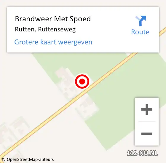 Locatie op kaart van de 112 melding: Brandweer Met Spoed Naar Rutten, Ruttenseweg op 29 maart 2022 17:25