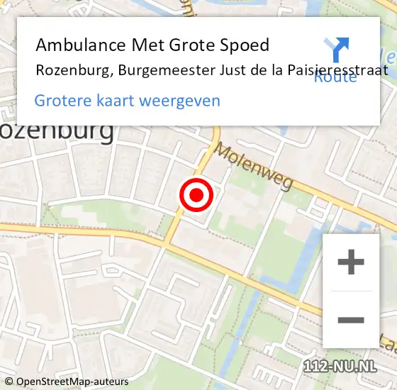 Locatie op kaart van de 112 melding: Ambulance Met Grote Spoed Naar Rozenburg, Burgemeester Just de la Paisieresstraat op 29 maart 2022 17:29