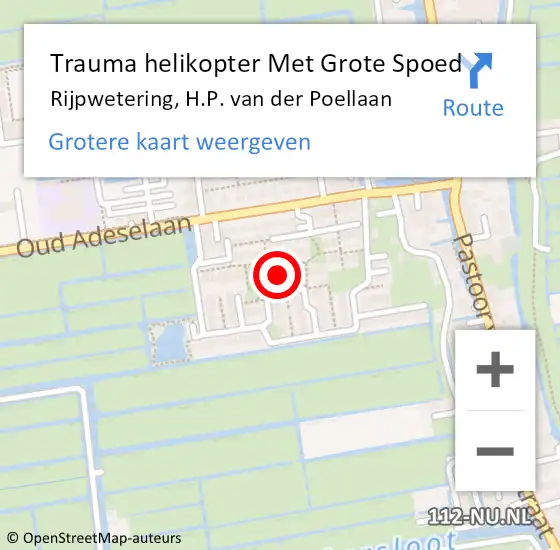 Locatie op kaart van de 112 melding: Trauma helikopter Met Grote Spoed Naar Rijpwetering, H.P. van der Poellaan op 29 maart 2022 17:48