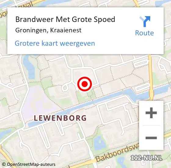 Locatie op kaart van de 112 melding: Brandweer Met Grote Spoed Naar Groningen, Kraaienest op 29 maart 2022 17:49