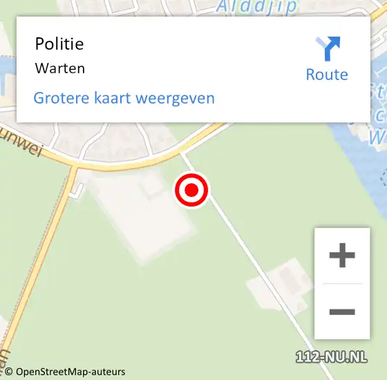 Locatie op kaart van de 112 melding: Politie Warten op 29 maart 2022 17:52