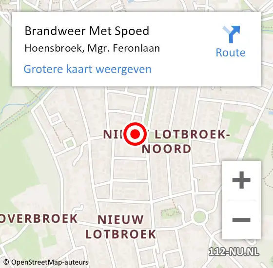 Locatie op kaart van de 112 melding: Brandweer Met Spoed Naar Hoensbroek, Mgr. Feronlaan op 29 maart 2022 18:05