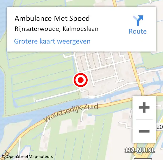 Locatie op kaart van de 112 melding: Ambulance Met Spoed Naar Rijnsaterwoude, Kalmoeslaan op 29 maart 2022 18:11