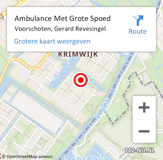 Locatie op kaart van de 112 melding: Ambulance Met Grote Spoed Naar Voorschoten, Gerard Revesingel op 29 maart 2022 18:13