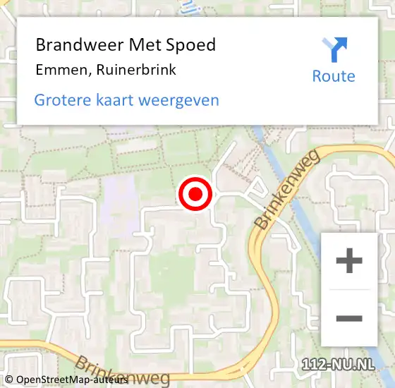 Locatie op kaart van de 112 melding: Brandweer Met Spoed Naar Emmen, Ruinerbrink op 29 maart 2022 18:29