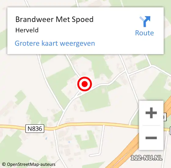 Locatie op kaart van de 112 melding: Brandweer Met Spoed Naar Herveld op 29 maart 2022 18:33