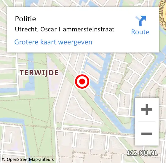 Locatie op kaart van de 112 melding: Politie Utrecht, Oscar Hammersteinstraat op 29 maart 2022 18:59