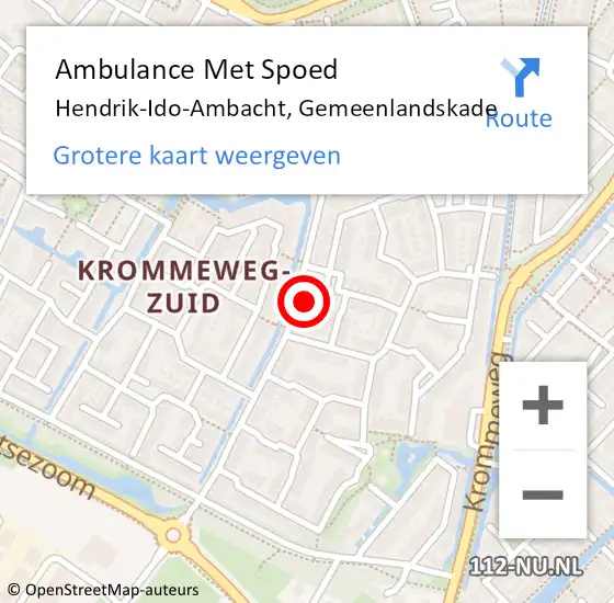 Locatie op kaart van de 112 melding: Ambulance Met Spoed Naar Hendrik-Ido-Ambacht, Gemeenlandskade op 29 maart 2022 19:07