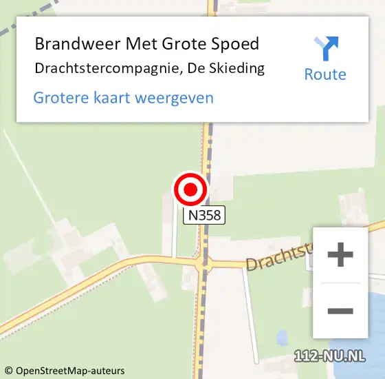 Locatie op kaart van de 112 melding: Brandweer Met Grote Spoed Naar Drachtstercompagnie, De Skieding op 29 maart 2022 19:12