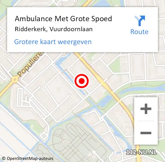 Locatie op kaart van de 112 melding: Ambulance Met Grote Spoed Naar Ridderkerk, Vuurdoornlaan op 29 maart 2022 19:20