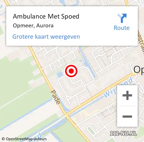 Locatie op kaart van de 112 melding: Ambulance Met Spoed Naar Opmeer, Aurora op 29 maart 2022 19:24