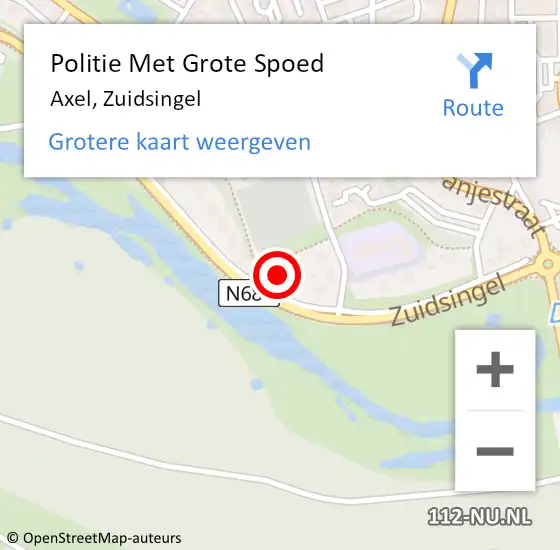 Locatie op kaart van de 112 melding: Politie Met Grote Spoed Naar Axel, Zuidsingel op 29 maart 2022 19:30