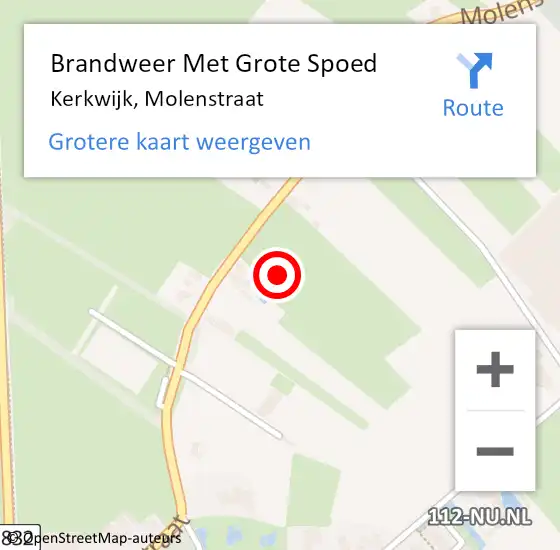 Locatie op kaart van de 112 melding: Brandweer Met Grote Spoed Naar Kerkwijk, Molenstraat op 29 maart 2022 19:33