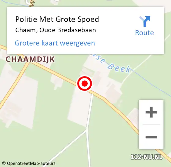 Locatie op kaart van de 112 melding: Politie Met Grote Spoed Naar Chaam, Oude Bredasebaan op 29 maart 2022 19:48