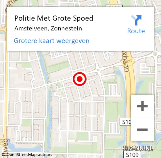 Locatie op kaart van de 112 melding: Politie Met Grote Spoed Naar Amstelveen, Zonnestein op 29 maart 2022 19:59