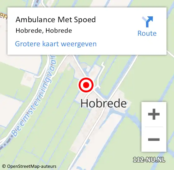 Locatie op kaart van de 112 melding: Ambulance Met Spoed Naar Hobrede, Hobrede op 29 maart 2022 20:02