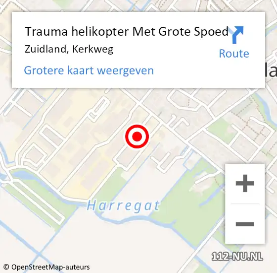 Locatie op kaart van de 112 melding: Trauma helikopter Met Grote Spoed Naar Zuidland, Kerkweg op 29 maart 2022 20:26