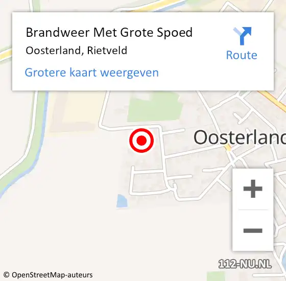 Locatie op kaart van de 112 melding: Brandweer Met Grote Spoed Naar Oosterland, Rietveld op 29 maart 2022 20:49
