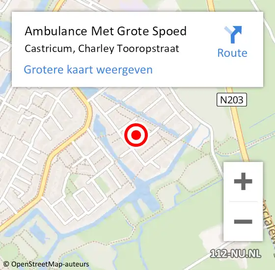 Locatie op kaart van de 112 melding: Ambulance Met Grote Spoed Naar Castricum, Charley Tooropstraat op 29 maart 2022 20:56