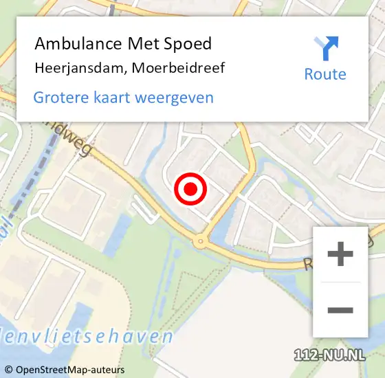 Locatie op kaart van de 112 melding: Ambulance Met Spoed Naar Heerjansdam, Moerbeidreef op 29 maart 2022 20:57