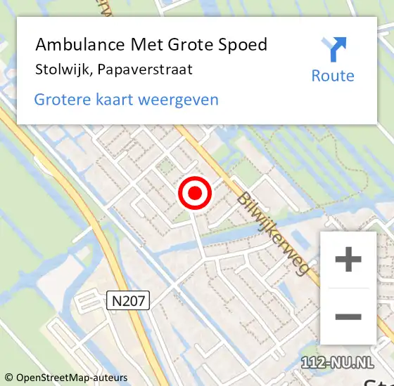 Locatie op kaart van de 112 melding: Ambulance Met Grote Spoed Naar Stolwijk, Papaverstraat op 29 maart 2022 21:09