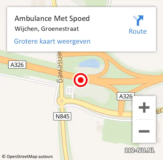 Locatie op kaart van de 112 melding: Ambulance Met Spoed Naar Wijchen, Groenestraat op 29 maart 2022 21:30