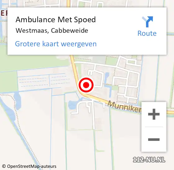 Locatie op kaart van de 112 melding: Ambulance Met Spoed Naar Westmaas, Cabbeweide op 29 maart 2022 21:32