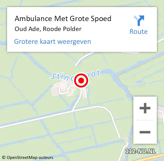 Locatie op kaart van de 112 melding: Ambulance Met Grote Spoed Naar Oud Ade, Roode Polder op 29 maart 2022 21:36