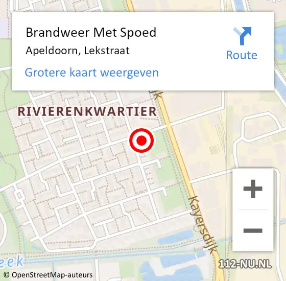 Locatie op kaart van de 112 melding: Brandweer Met Spoed Naar Apeldoorn, Lekstraat op 29 maart 2022 21:44