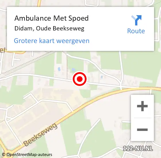 Locatie op kaart van de 112 melding: Ambulance Met Spoed Naar Didam, Oude Beekseweg op 29 maart 2022 21:50