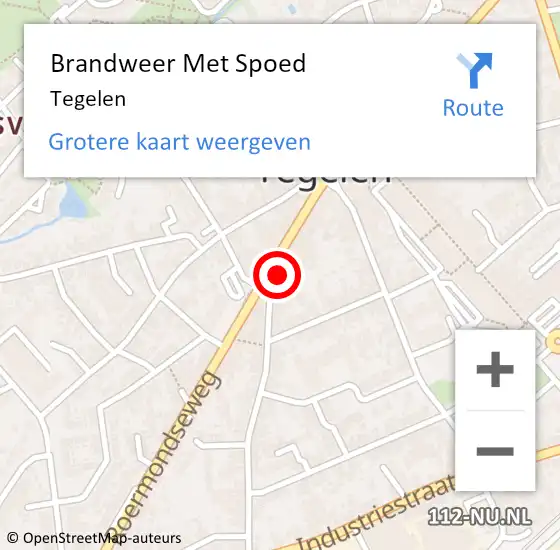 Locatie op kaart van de 112 melding: Brandweer Met Spoed Naar Tegelen op 29 maart 2022 21:59