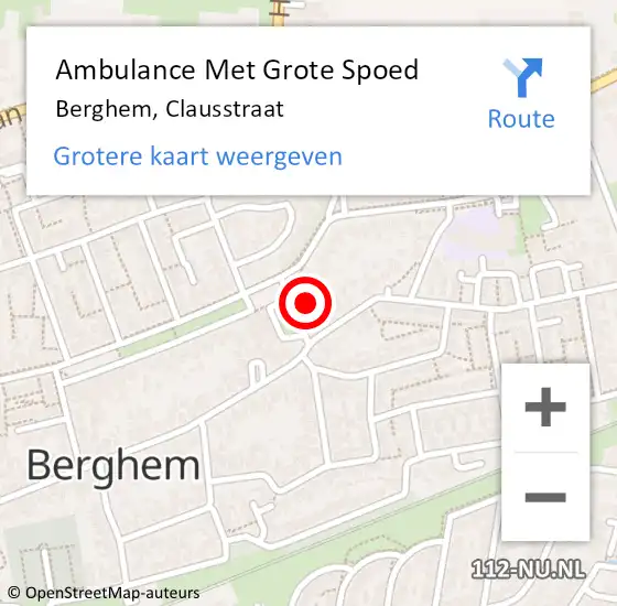 Locatie op kaart van de 112 melding: Ambulance Met Grote Spoed Naar Berghem, Clausstraat op 12 juli 2014 17:00