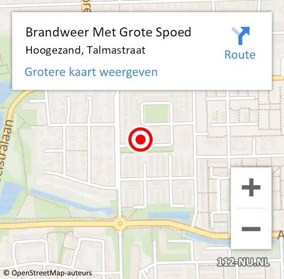 Locatie op kaart van de 112 melding: Brandweer Met Grote Spoed Naar Hoogezand, Talmastraat op 29 maart 2022 22:44