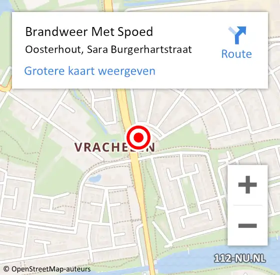 Locatie op kaart van de 112 melding: Brandweer Met Spoed Naar Oosterhout, Sara Burgerhartstraat op 29 maart 2022 23:04