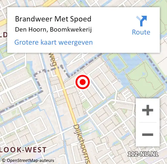 Locatie op kaart van de 112 melding: Brandweer Met Spoed Naar Den Hoorn, Boomkwekerij op 29 maart 2022 23:18