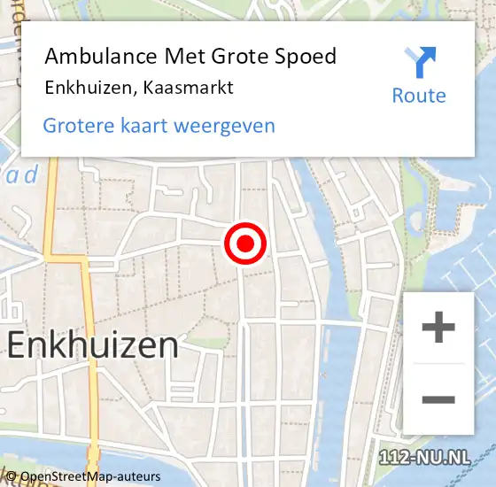 Locatie op kaart van de 112 melding: Ambulance Met Grote Spoed Naar Enkhuizen, Kaasmarkt op 29 maart 2022 23:23